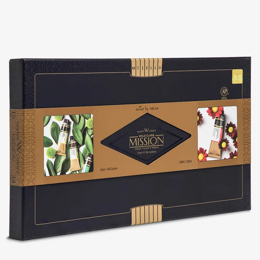 MIJELLO MISSION Gold Class Watercolor Set 15mlX34 colors MWC-1534