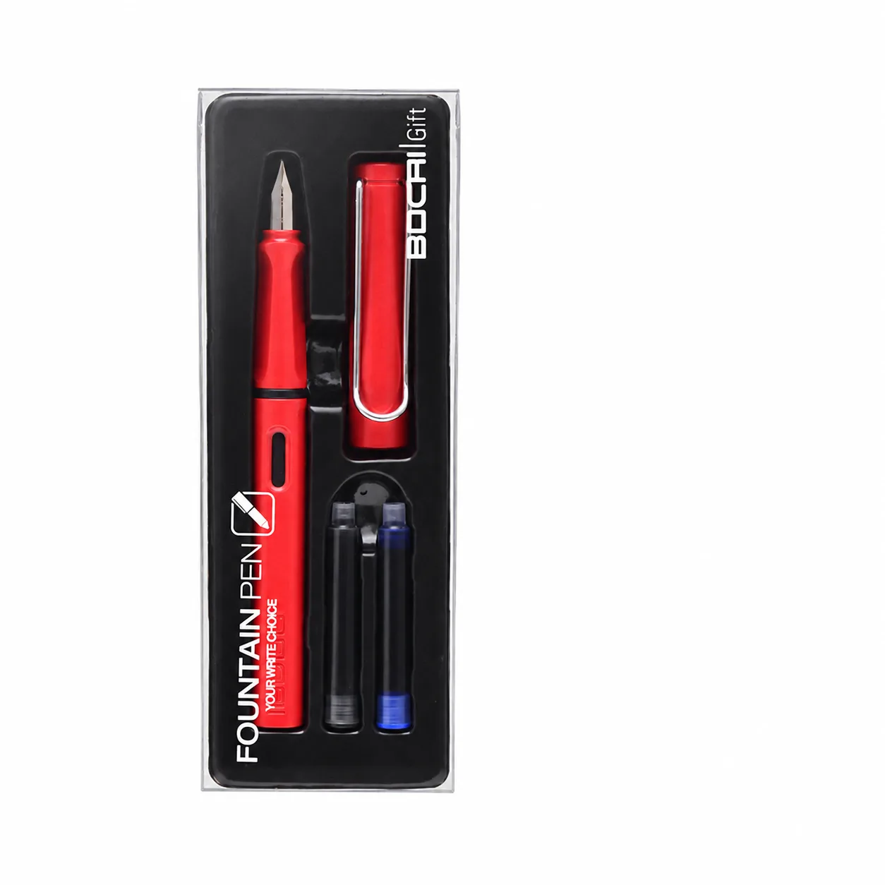 Bocai Student Fountain Pen Nib size: 0.38 mm EF (body color Chinese red )